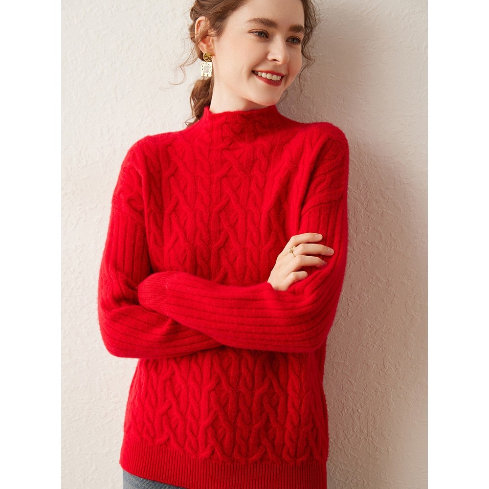 香港潮牌2025秋冬新款半高领羊绒衫女套头毛衣宽松加厚针织打底衫,淘宝优惠券,粉丝福利购,淘宝优惠卷