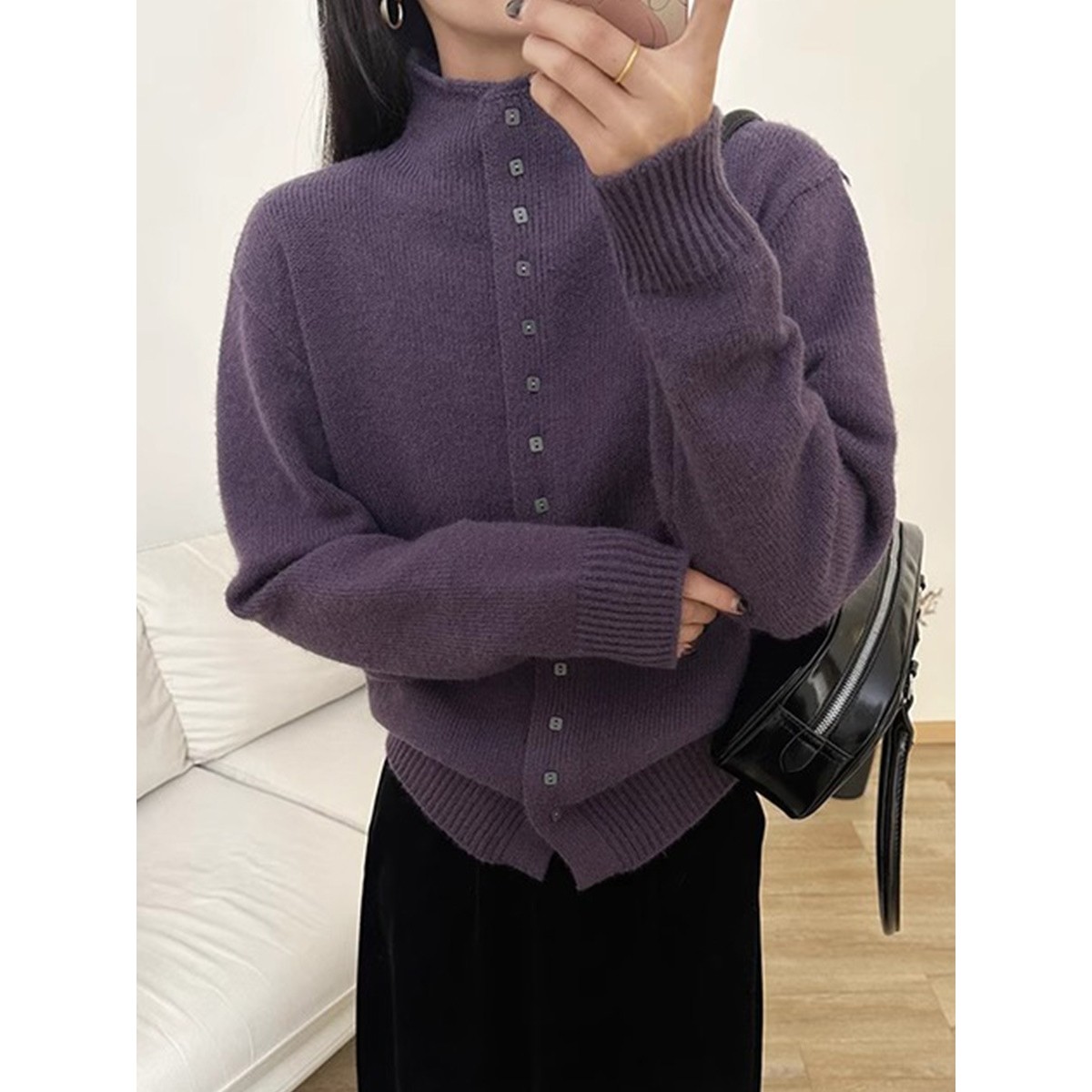 香港潮牌厂家直销高领针织衫女25年新款韩系慵懒风内搭宽松休闲显,淘宝优惠券,粉丝福利购,淘宝优惠卷