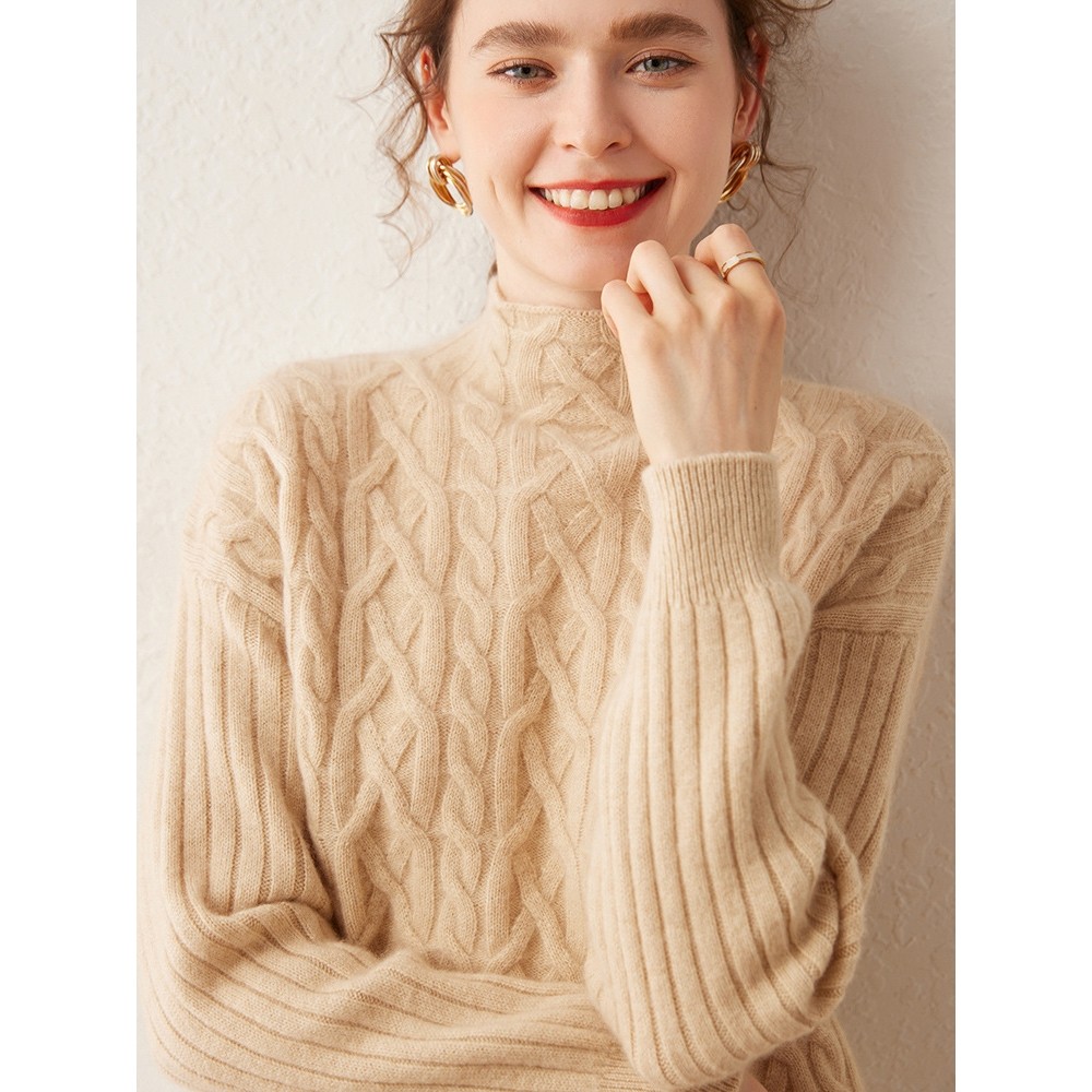 香港潮牌2025秋冬新款半高领羊绒衫女套头毛衣宽松加厚针织打底衫,淘宝优惠券,粉丝福利购,淘宝优惠卷