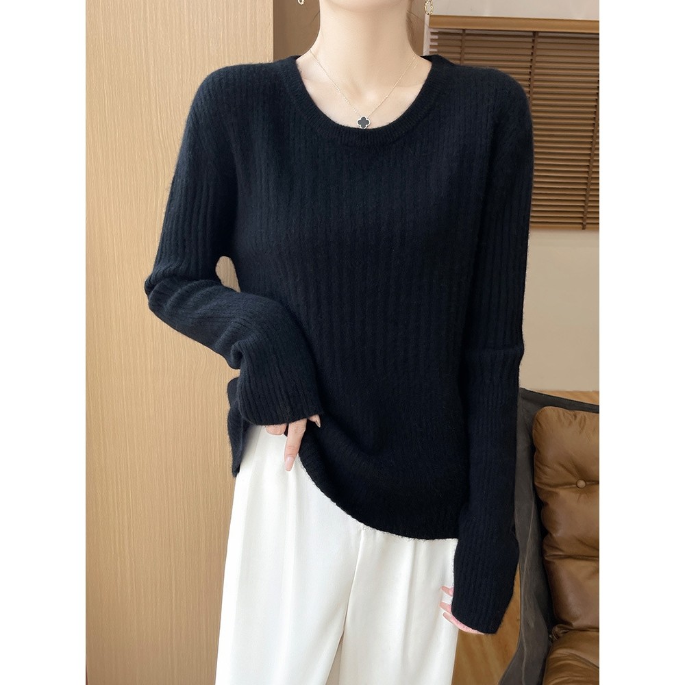 香港潮牌秋冬新款圆领坑条100羊毛衫女套头休闲内搭毛衣宽松显瘦,淘宝优惠券,粉丝福利购,淘宝优惠卷