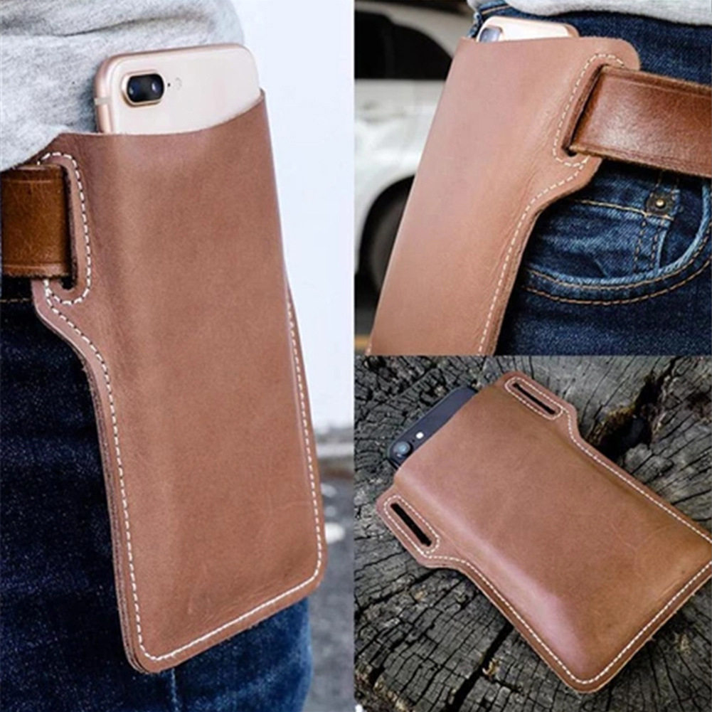 Leather mobile phone bag, portable and practical mobile phone waist bag, men's belt mobile phone waist bag, men's outdoor sports waist bag