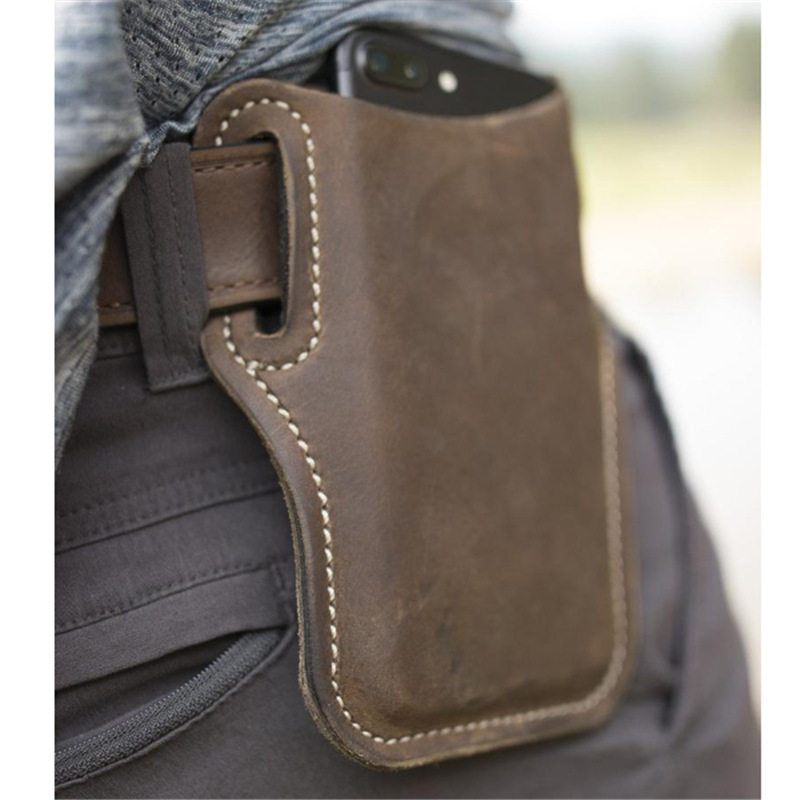 Leather mobile phone bag, portable and practical mobile phone waist bag, men's belt mobile phone waist bag, men's outdoor sports waist bag