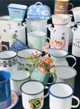 搪瓷杯装饰品无盖水杯型花瓶花器