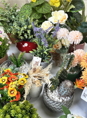 HUAXIA-展会样品陶瓷假花盆栽阳台柜玄关卧室摆件