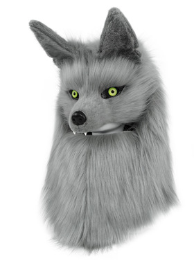 Halloween plush canine wolf head full face mask exhibition