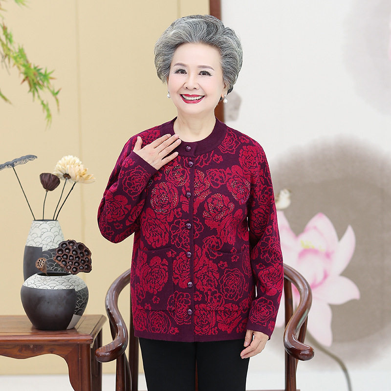 恒源祥老年人加绒加厚款羊毛衣女妈妈太太春装开衫70岁80奶奶春秋,淘宝优惠券,粉丝福利购,淘宝优惠卷