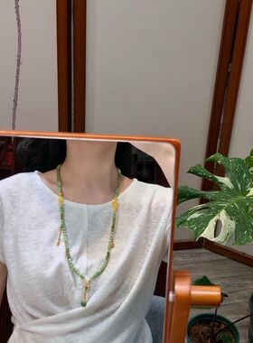 黑羊洞佛珠薄荷奶绿碧玉黑羊洞产地新疆且末县6m老坑料阳绿玉质