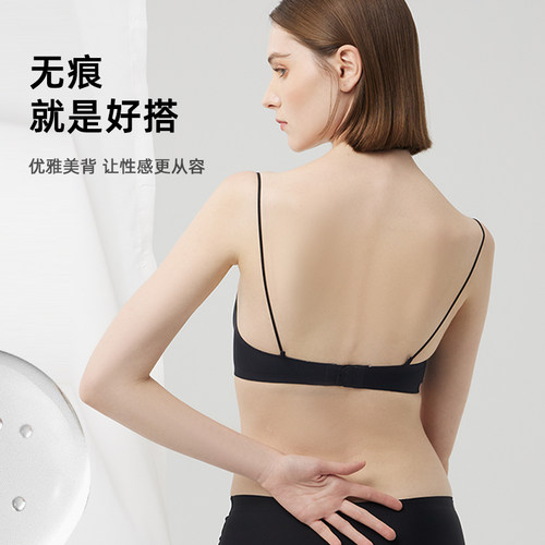 内衣女聚拢吊带背心无痕粉底液细肩带抹胸美背无钢圈透气文胸罩薄 - 图3