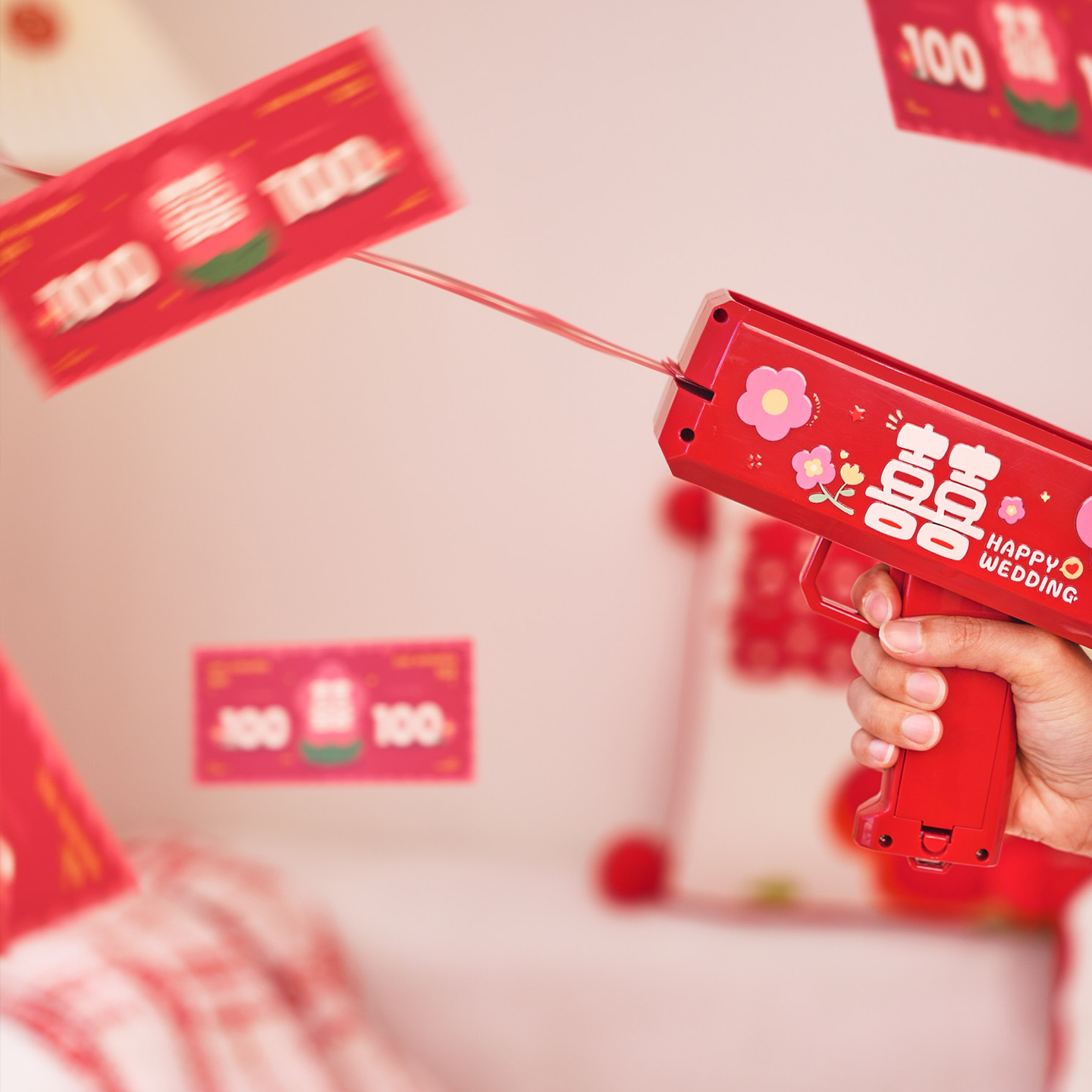 接亲游戏喷钱枪整蛊新郎道具筷子夹喜钞创意婚房结婚氛围卡片用品 - 图3