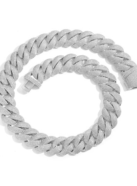 【ICE JAG】欧美嘻哈满钻22cm泡泡古巴项链八排密镶锆石男士项链