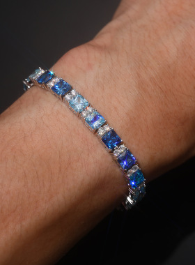 【ICEJAG】欧美嘻哈S925银莫桑石网球手链时尚设计感网球男女同款