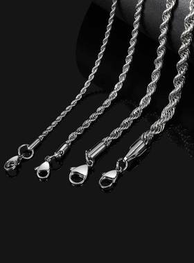 【ICEJAG】欧美不锈钢麻花链条男士项链饰品女饰品18K金钛钢项链