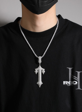 【ICE JAG】CentralCee同款ukDrill满钻T字母嘻哈说唱男女项链