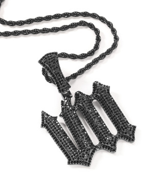 ICEJAG嘻哈个性创意黑色毛刺字母吊坠私人定制铜镶锆石字母项链