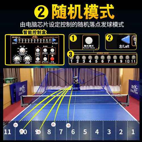 双鱼E8自动发球机乒乓球家用专业训练器兵乓球发球机落地式发球器 - 图1