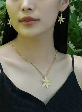 丁香水仙项链女锁骨吊坠
