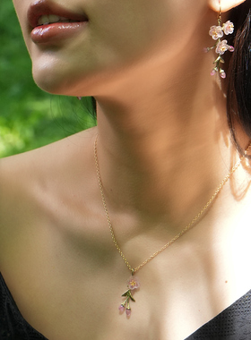 纽约手工植物珠宝项链女锁骨链