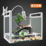 Танка черепахи с солнечной коробкой, стеклянная вилла, ландшафтный рыбный аквариум, чтобы поднять черепах, посвященные домашней гостиной