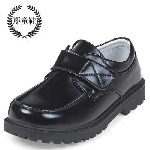 男童皮鞋黑色真皮英伦风春秋男孩学生演出鞋软底儿童小皮鞋郑童鞋 - 图0
