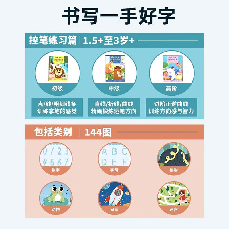 儿童控笔训练字帖幼儿园宝宝描红本画画本图画启蒙涂色绘本女童男,淘宝优惠券,粉丝福利购,淘宝优惠卷