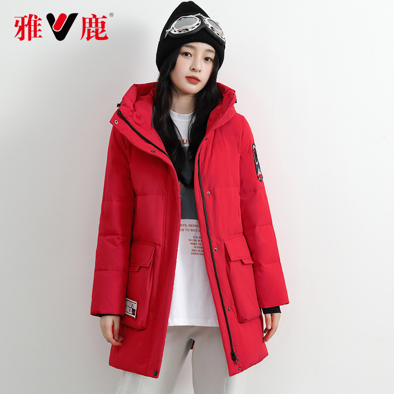 反季雅鹿工装女中长款2020年白鸭绒 雅鹿宿迁羽绒服