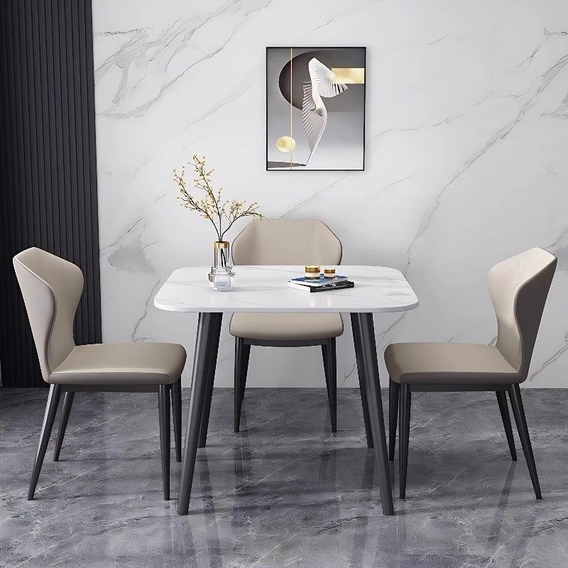 餐桌现代简约家用小户型桌椅组合轻奢餐厅正方形岩板饭桌,淘宝优惠券,粉丝福利购,淘宝优惠卷