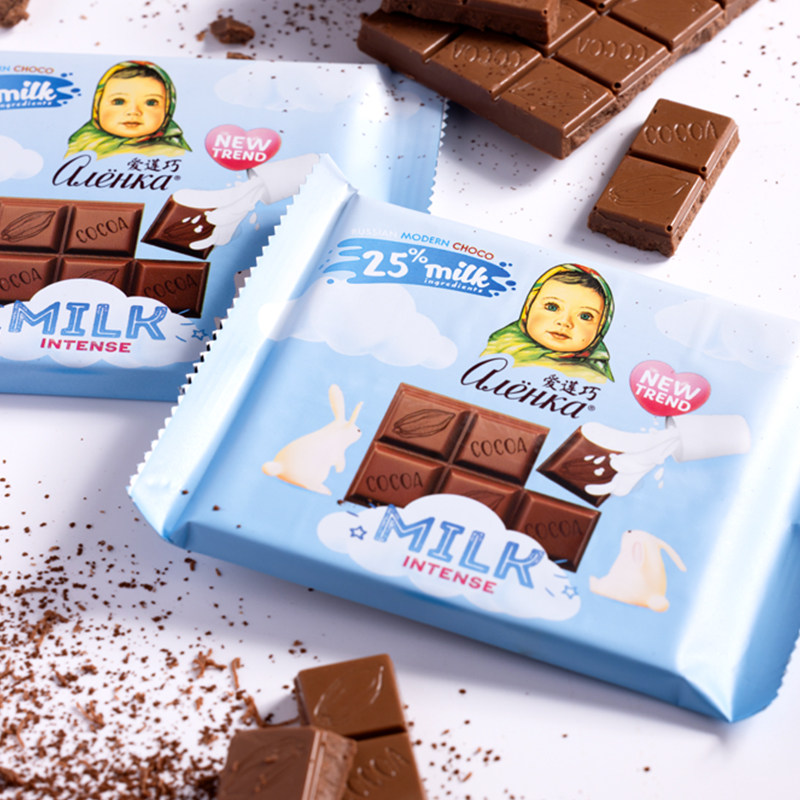 Alenka俄罗斯原装进口高端黑巧克力90%纯可可脂70g排块巧克力
