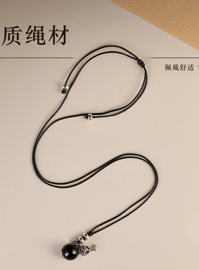 原创设计纯银天然黑曜石葫芦吊坠