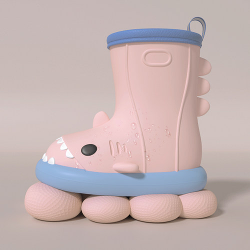 鲨鱼儿童雨鞋女夏宝宝水鞋套鞋防滑软底男童女童幼儿可爱防水胶鞋 - 图3