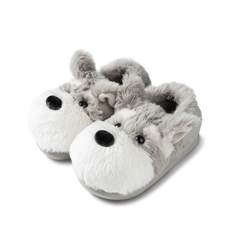 可爱雪纳瑞小狗棉拖鞋女包跟冬季室内居家保暖月子情侣毛绒拖鞋男,淘宝优惠券,粉丝福利购,淘宝优惠卷