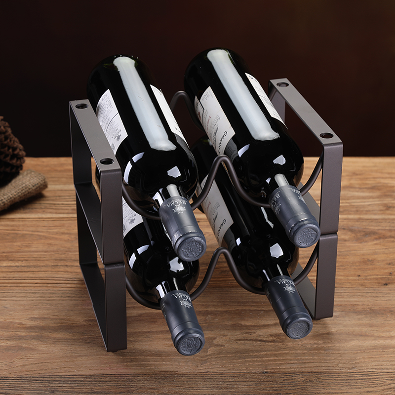 家用铁艺酒瓶架叠加葡萄酒架多瓶创意酒柜展示红酒架摆件现代简约 - 图0