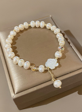 韩系时尚简约百搭山茶花珍珠手链