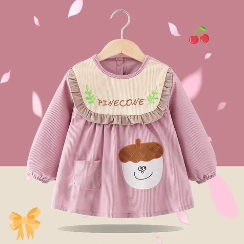 Демисезонный фартук для девочек, термобелье, милый детский водонепроницаемый нагрудник для еды, в западном стиле, анти-грязь, сзади на завязках