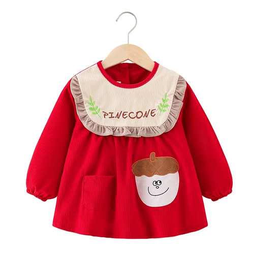 Демисезонный фартук для девочек, термобелье, милый детский водонепроницаемый нагрудник для еды, в западном стиле, анти-грязь, сзади на завязках