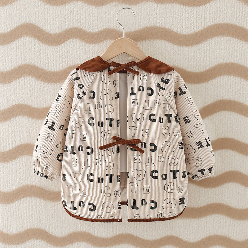 Baby coveralls for eating, waterproof and anti-dirty children's aprons for autumn and winter, new long-sleeved baby food bibs, reverse wear protective clothing