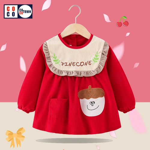 Демисезонный фартук для девочек, термобелье, милый детский водонепроницаемый нагрудник для еды, в западном стиле, анти-грязь, сзади на завязках