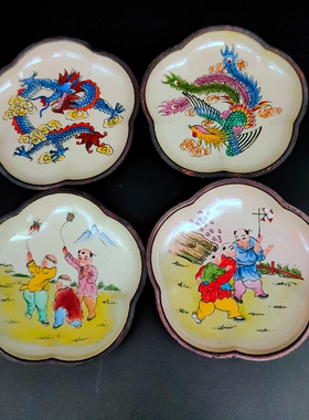 老北京景泰蓝画珐琅库存蝴蝶小碟盘子摆件纯手工绘制颜料笔洗老货