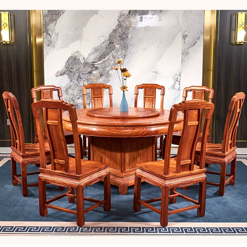 Национальный стандартный махогановый круглый обеденный стол и стул Комбинированный ежа розовое дерево