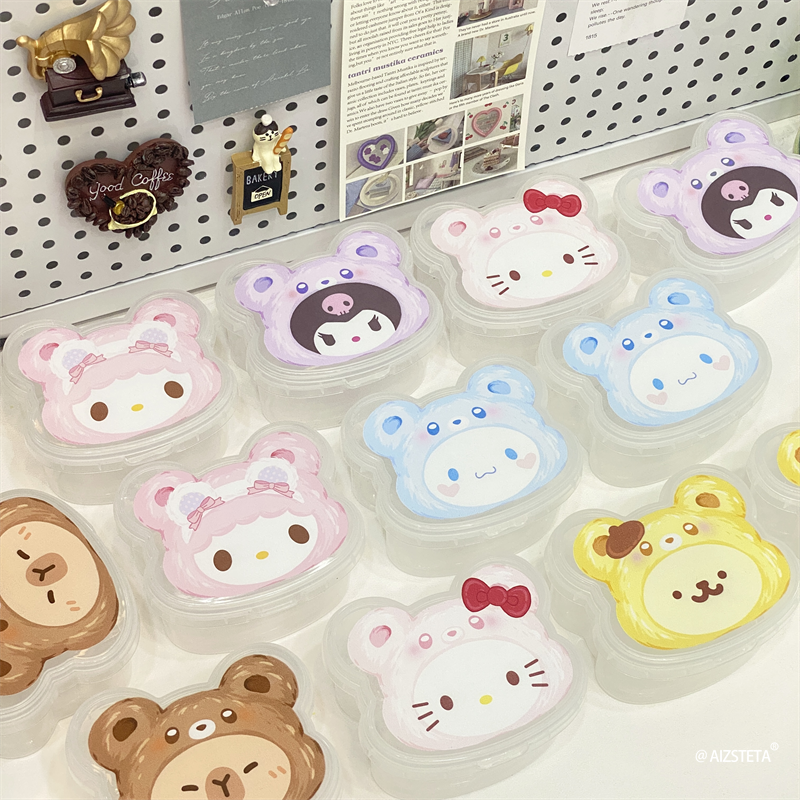 少女心三丽鸥PP收纳盒纯色带盖吧唧防尘盒咕卡多功能整理收纳盒 - 图0