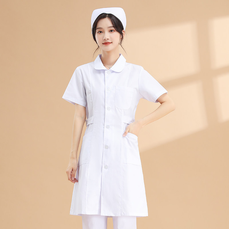 护士服女夏季短袖立领白大褂工作制服圆领医生白色娃娃领长袖大衣,淘宝优惠券,粉丝福利购,淘宝优惠卷