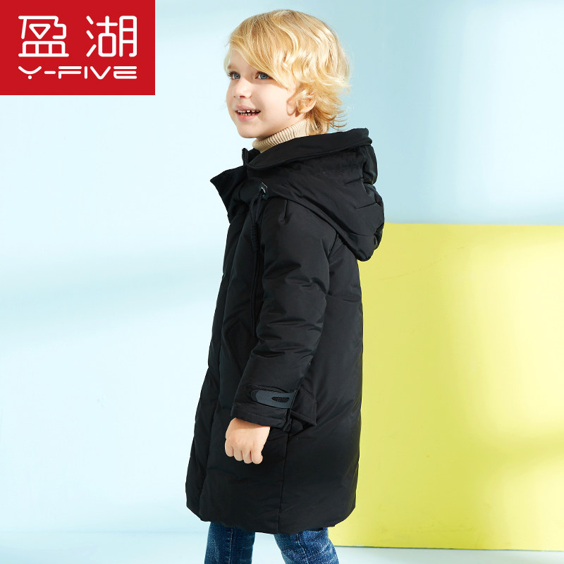 盈湖厚款防风扣中大童反季男童连帽 盈湖童装羽绒服