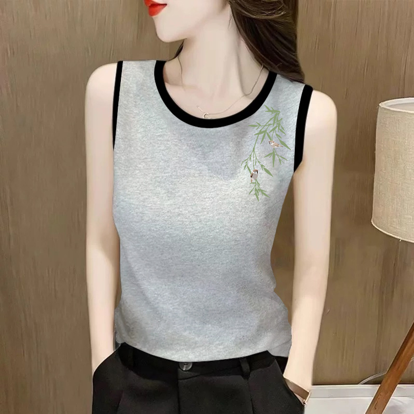 反季清仓~时尚撞色纯棉内搭打底衫女背心宽松外穿无袖T恤百搭上衣,淘宝优惠券,粉丝福利购,淘宝优惠卷