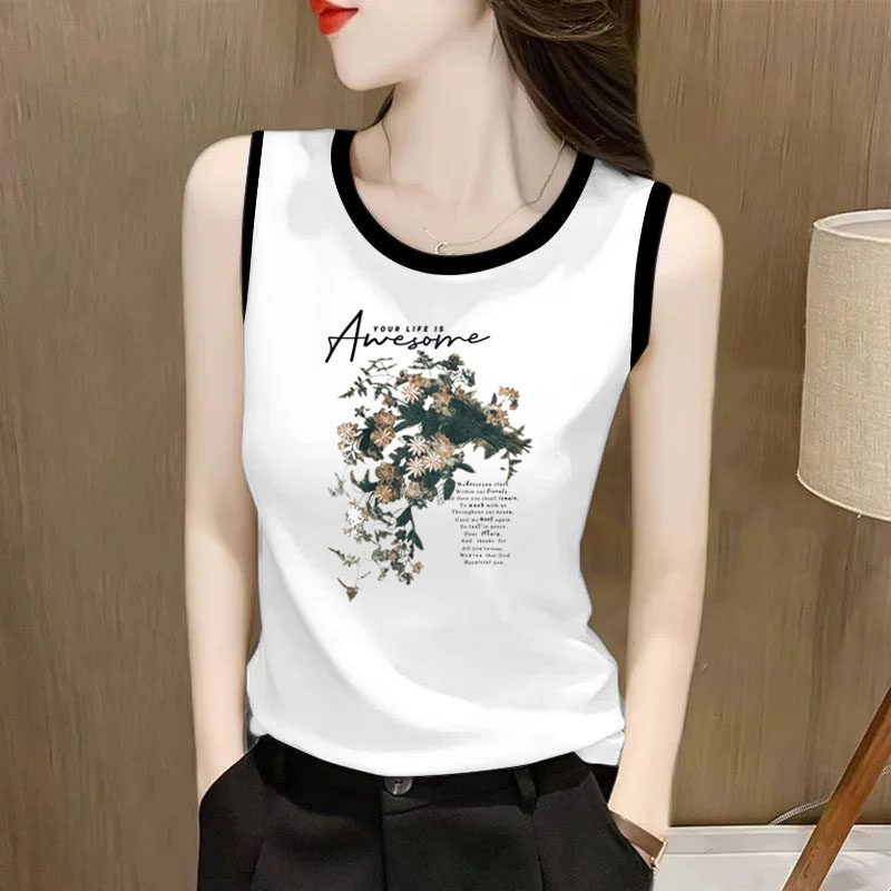 外贸原单女装纯棉无袖背心吊带女百搭印花内搭宽松休闲上衣打底衫,淘宝优惠券,粉丝福利购,淘宝优惠卷