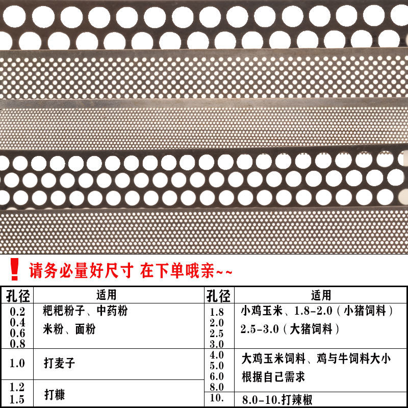 粉碎机筛网玉米粉碎机筛网片不锈钢打料机磨面机锣底网罗底锣片 - 图0