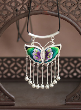 民族风刺绣项链毛衣链长款