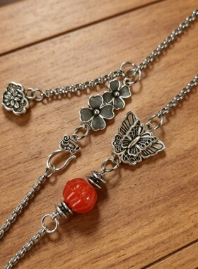 红依中国风刺绣老绣片毛衣链