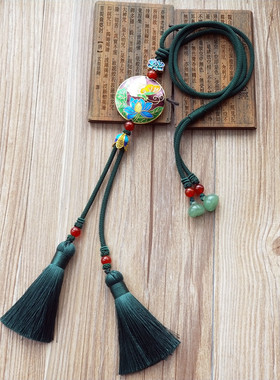 扶摇。长款毛衣链配饰女绿色流苏