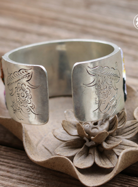 宽版手工刺绣复古原创风民族苗银