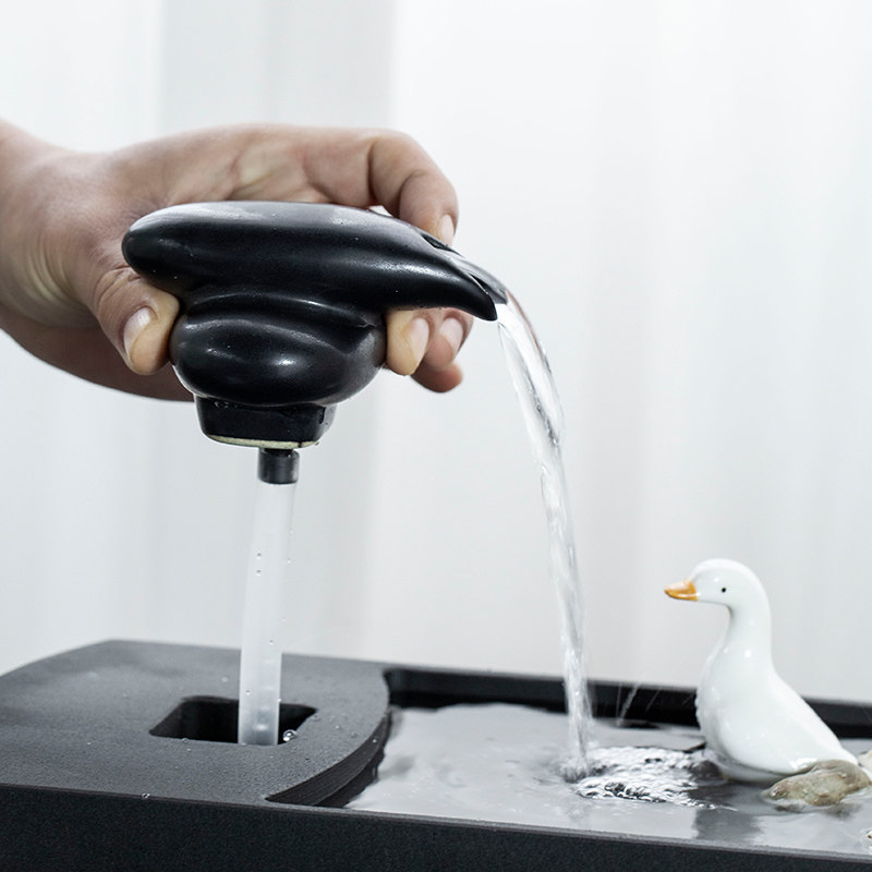 简约中式长方形小水池鱼池古法水缸瀑布造景流水鱼缸摆件循环水盘,淘宝优惠券,粉丝福利购,淘宝优惠卷