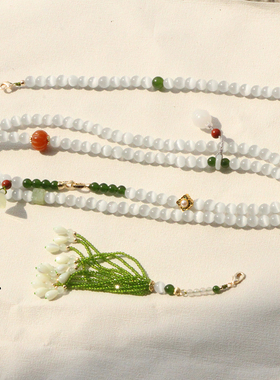 猫眼石流苏项链项链尖晶石